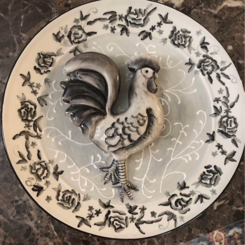 Bella Casta by Ganz rooster chicken 3 d like plate